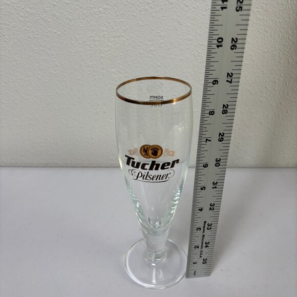 Tucher Pilsener 0.3L German Beer Glass Footed Gold Rim Barware - Picture 7 of 8